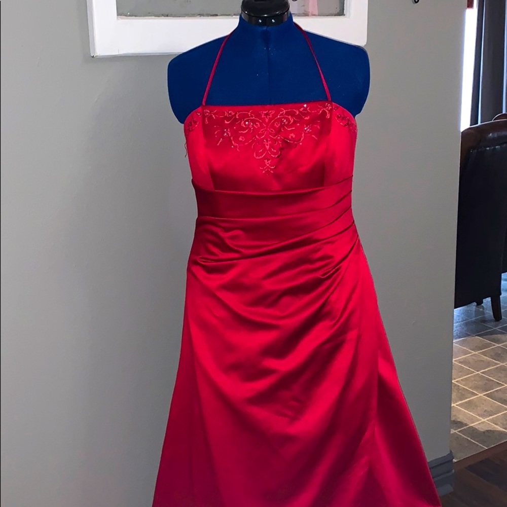 Red full length gown
